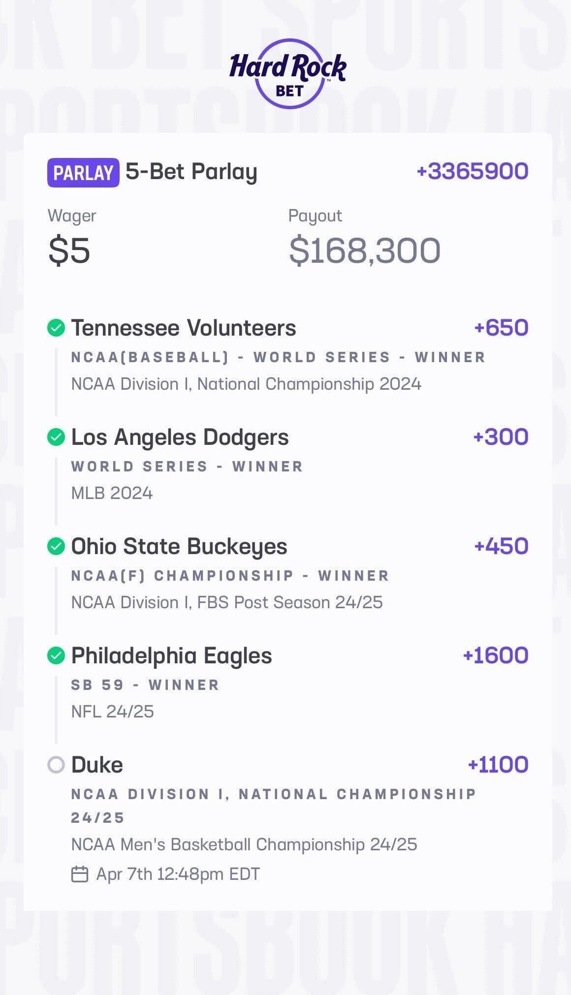 $168K parlay