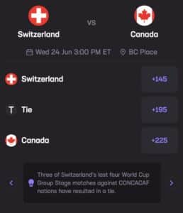 Switzerland vs. Canada Stats Hub
