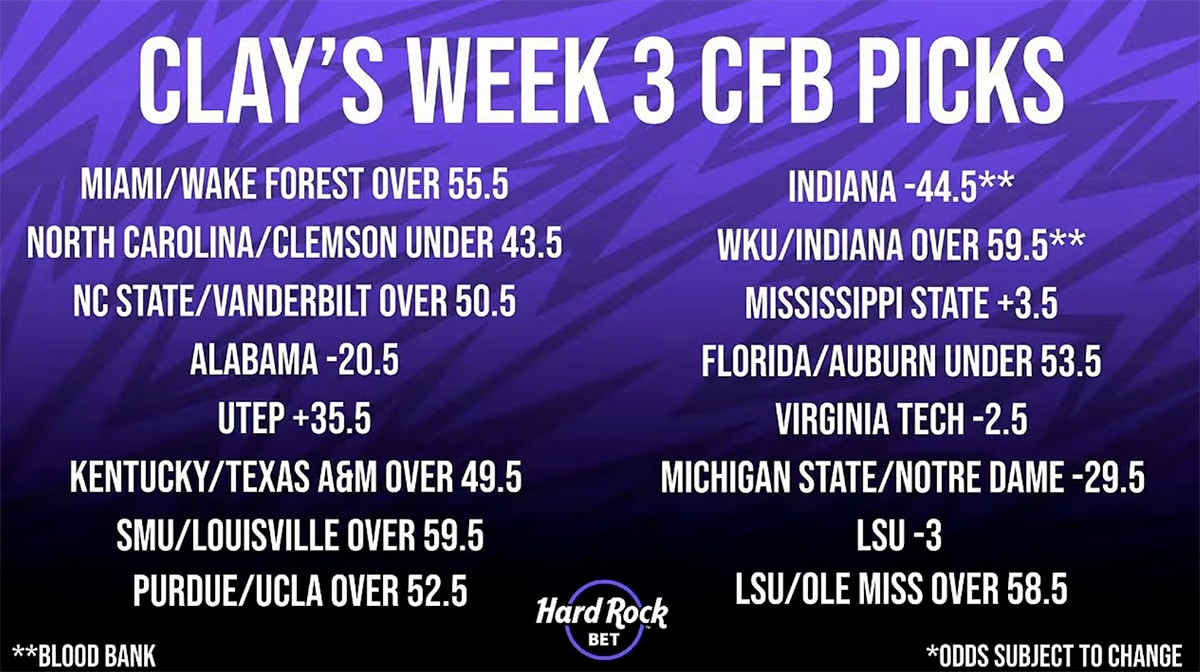 Clay Travis Week 3 College Football Picks 2026
